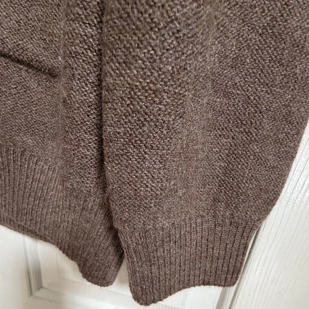 Alpaca Western Sweater Jacket Men’s Button Front Cardigan Patch Pocket Large